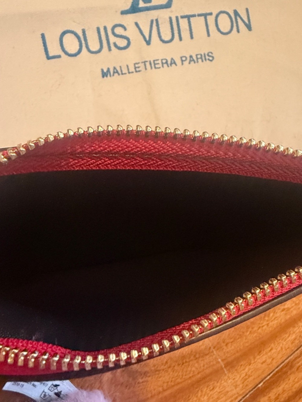 Louis Vuitton Monogram Canvas Zipper Pouch with Red Trim - Picture 3 of 3